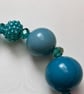 Dark Turquoise And Teal Beaded Necklace - Image 3