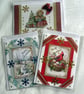 Set of 3 (Three) Beautiful Hand-Crafted Christmas Decoupage Greeting Cards (d)
