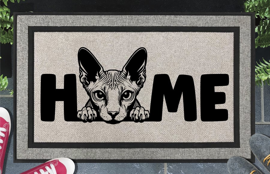 Sphynx Cat Home Door Mat No.1 - All Weather Doormat - 45x70cm 