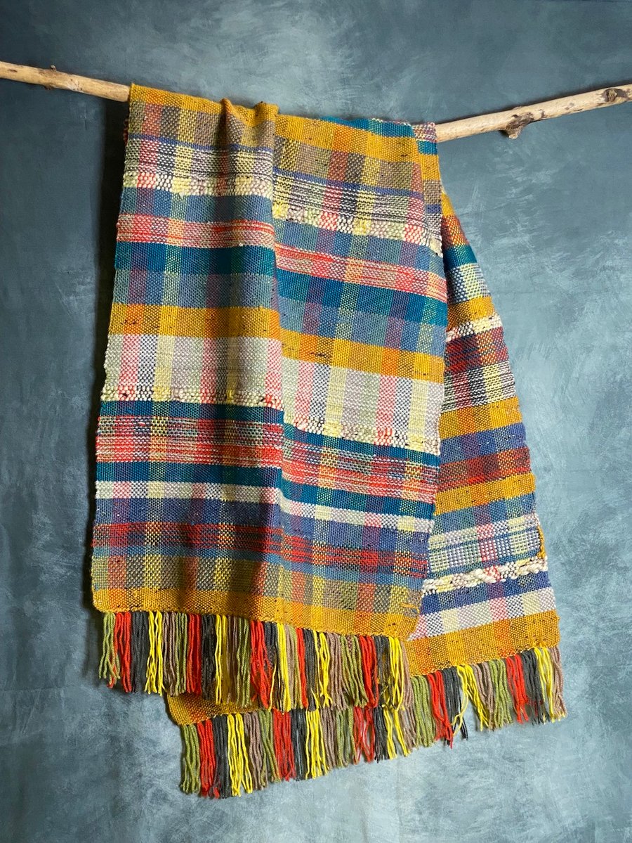 Covehithe Large, handwoven throw, shawl, wrap