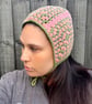 Granny Square Bonnet – Pink and Green Crochet Festival Hat with Ties - Image 2