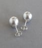 10mm Silver Glass Pearl Stud Earrings - Large Light Grey Studs - Jewellery Gifts - Image 3