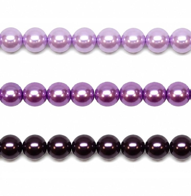 6mm, 8mm Purple Glass Pearl Beads, for Jewellery Making, Wedding Bridal Pearls