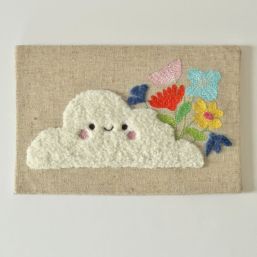 Sky Garden, Original Punch Needle Art, Original Textile Art