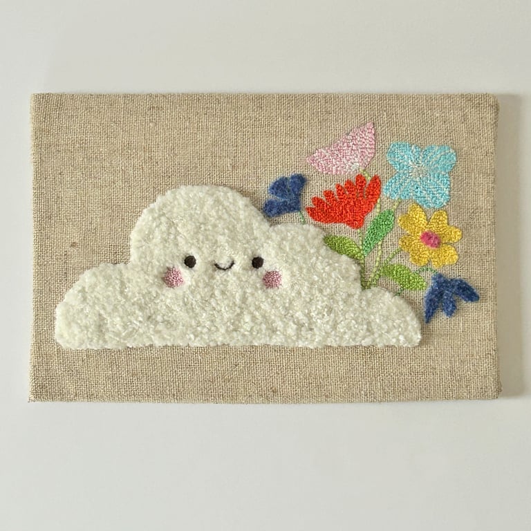 Sky Garden, Original Punch Needle Art, Original Textile Art