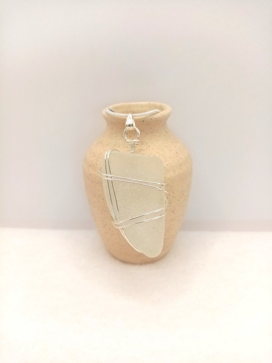 Wire-wrapped Sea Glass Necklace, Sea Glass, Gifts for her, Free Postage