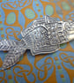 Fish brooch, pewter pin. - Image 1
