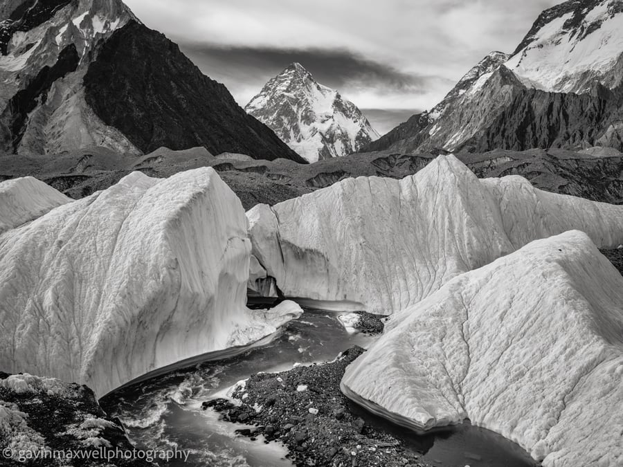 K2 mountain at dusk. A4 signed photographic print (unframed).