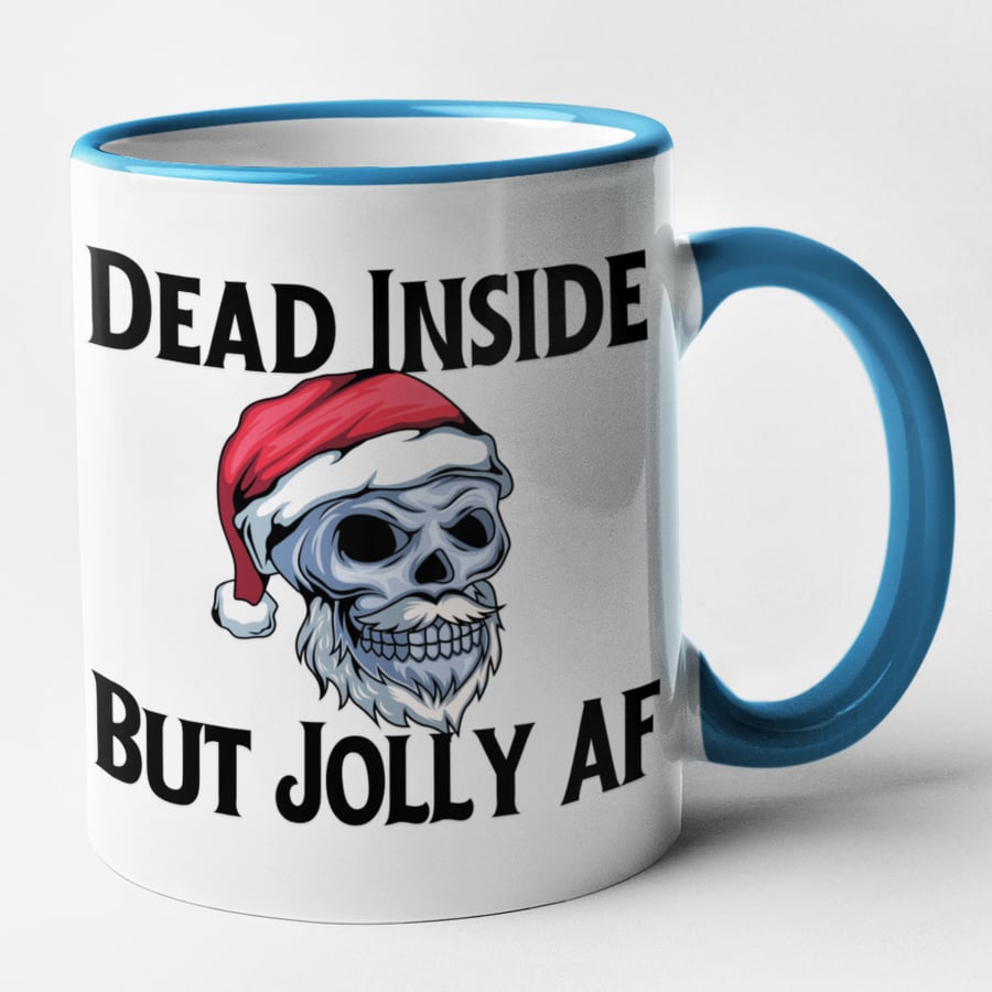Dead Inside But Jolly A F  Funny Mug Coffee Cup Joke Christmas Gift Hilarious