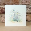 Bluetit Winter Shrub Blank Card Ecofriendly