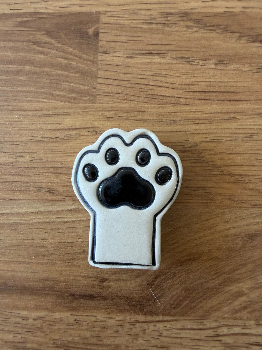 Handmade Ceramic Cat Paw Print Fridge Magnet