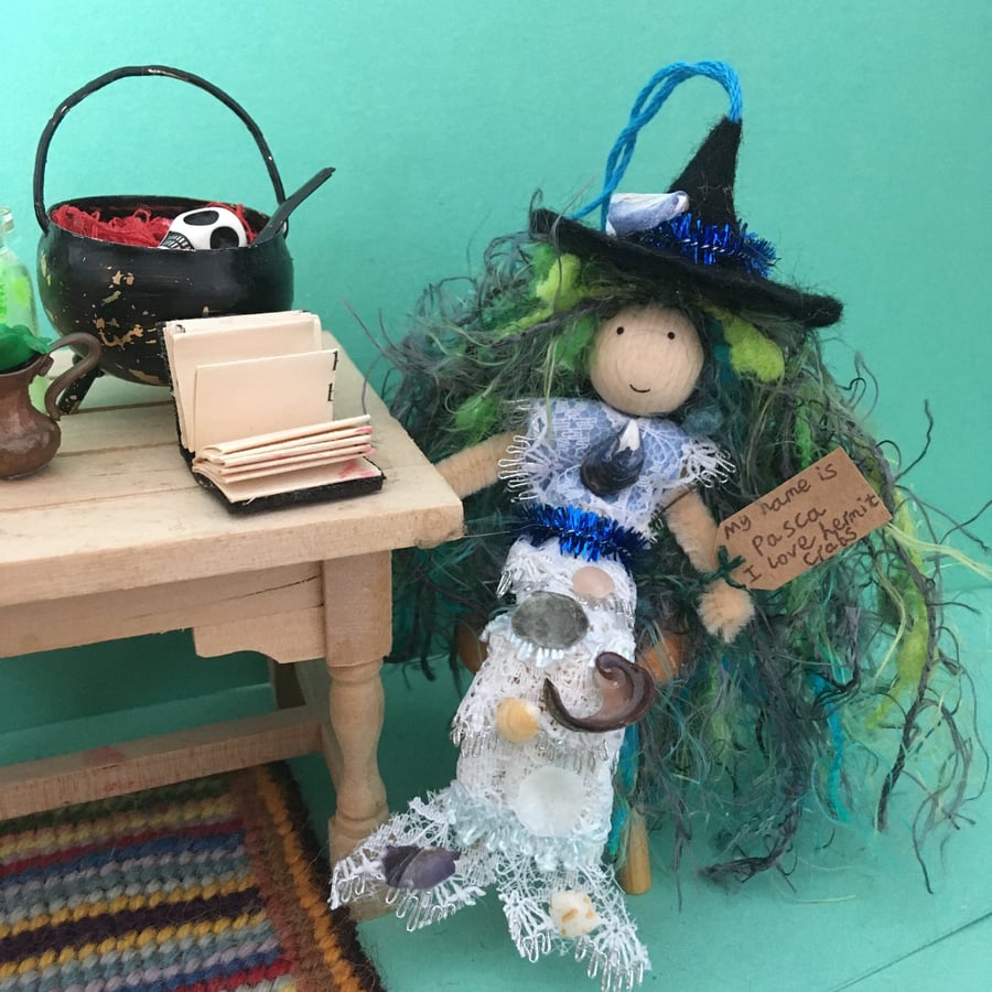 Tiny Sea Witch Mermaid Doll Hanging Decoration, Halloween Witch Decoration