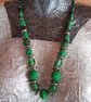Handmade Polymer Clay Necklace – Bright Green & Silver