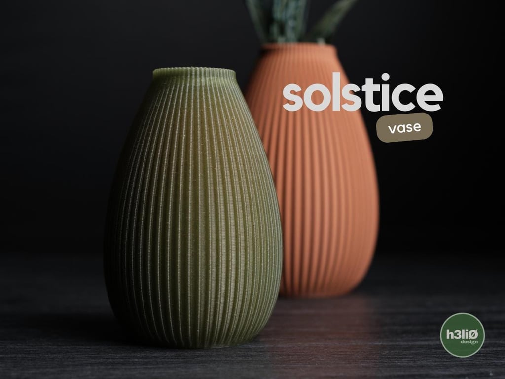 Solstice Ribbed 3D Printed Vase - Modern Boho Home Decor