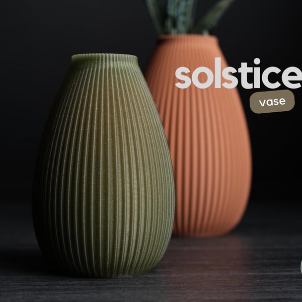 Solstice Ribbed 3D Printed Vase - Modern Boho Home Decor