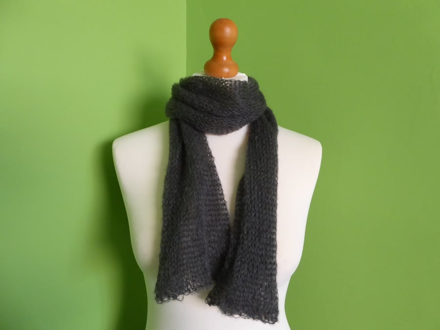 Grey Mohair Scarf