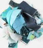 Bundle of Aqua Blue and Multi-Coloured Fabric Strips for Patchwork and Crafting - Image 3