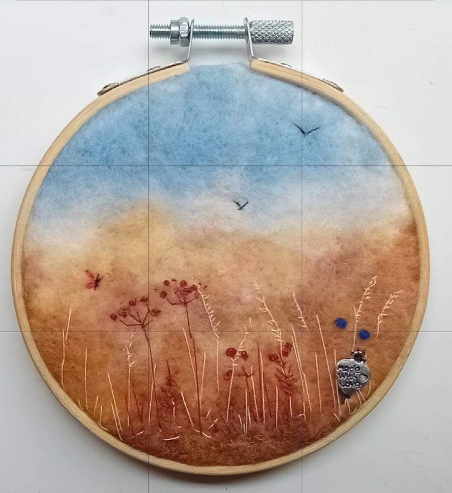SCORCHED SUMMER handmade, original, needle felted wool picture 