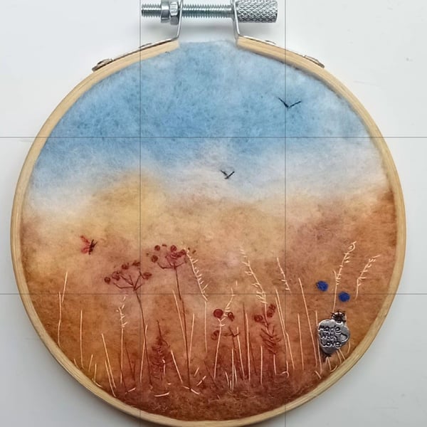 SCORCHED SUMMER handmade, original, needle felted wool picture 