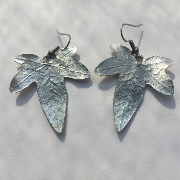 Ivy leaf pewter earrings