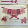 Personalised New Baby Girl Keepsake Card Gift Boxed Handmade