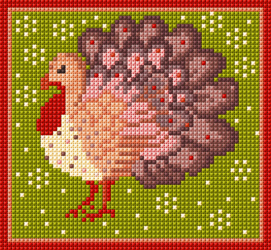 Little Turkey Needlepoint Kit, Christmas, Tapestry, Counted, Xmas Kit