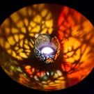 "Cathedral Light" hand painted tealight candleholder, sun catcher, stained glass