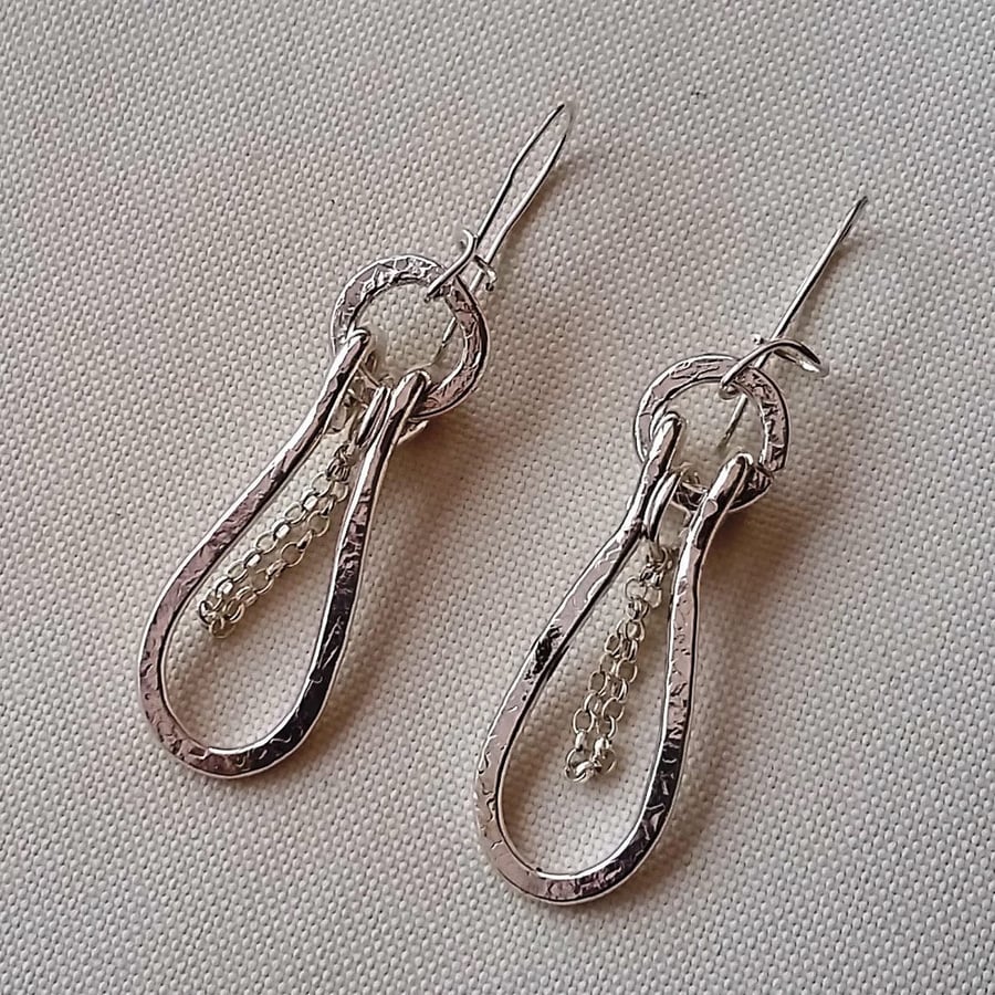 Sterling Silver Twisted Loopy Chain Earrings