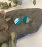 Stud earrings in teal and gold - Image 3