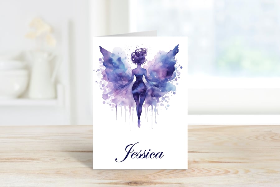 Personalised Celestial Fairy Greeting Card. Design 2