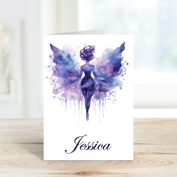Personalised Celestial Fairy Greeting Card. Design 2