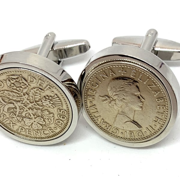 1965 Sixpence Coin Cufflinks Mens 59th Birthday Gift  Present Anniversary