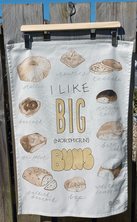 Big Northern Buns Illustrated 100% Organic Cotton Tea Towel