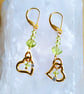Gold Peridot Heart Earrings, Gold Heart Gemstone Drop Leverback Earrings - Image 7