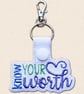 Know Your Worth Keyring Positive Embroidered Bag Charm - Image 4