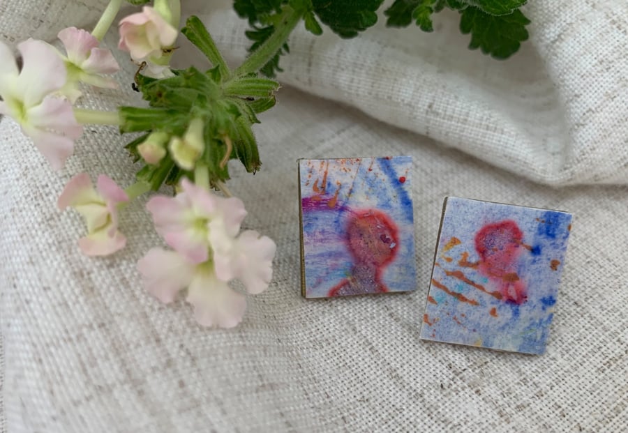 Shadows, Stainless Steel Post Earrings.