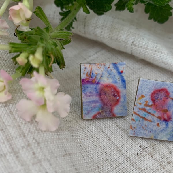 Shadows, Stainless Steel Post Earrings.