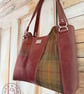 Alaula - Handcrafted Burgundy Leather & Tweed Handbag - Image 3
