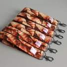 Croissant Wristlet Keychain, Cute Food Print Fabric Key Fob with Lobster Clasp