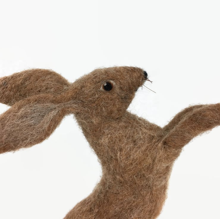 Needle felted boxing hare model, sculpture - Folksy