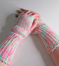 Pink Crochet Fingerless Gloves - Image 2