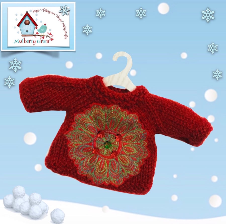 Reserved for Sue - Red Embroidered and Sequinned Jumper