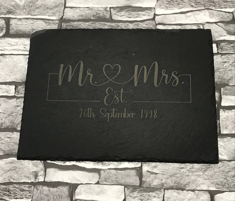 Mr & Mrs personalised slate serving plate