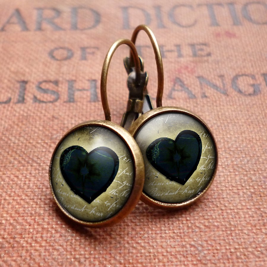 Black Heart No.2 Leverback Earrings (RR10)