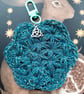 Crochet flower of life bag charm - turquoise blue - Image 1