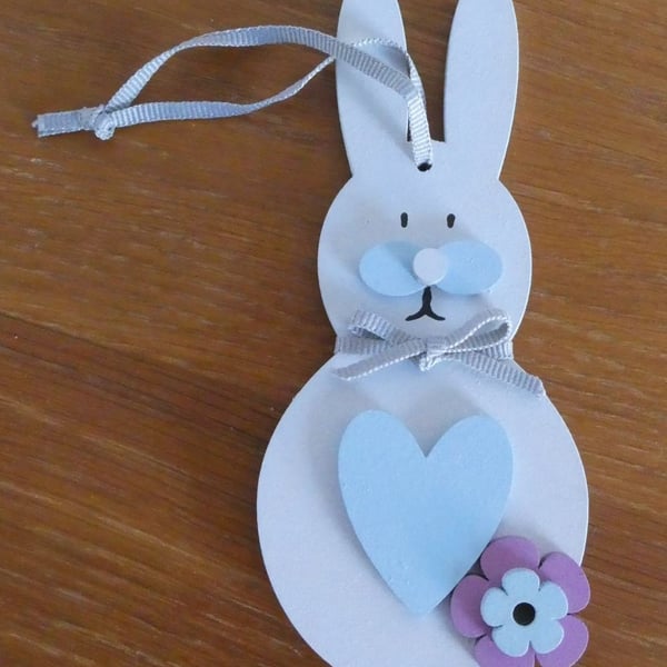 MDF Bunny Decoration - Grey & Blue