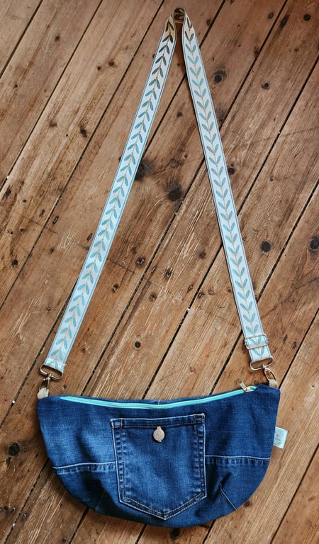 BLUE DENIM BUM BAG WITH ADJUSTABLE STRAP