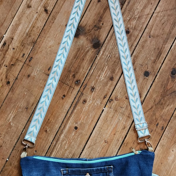 BLUE DENIM BUM BAG WITH ADJUSTABLE STRAP