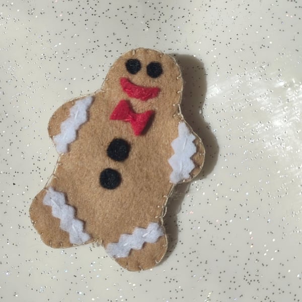 Handmade Gingerbread man brooch