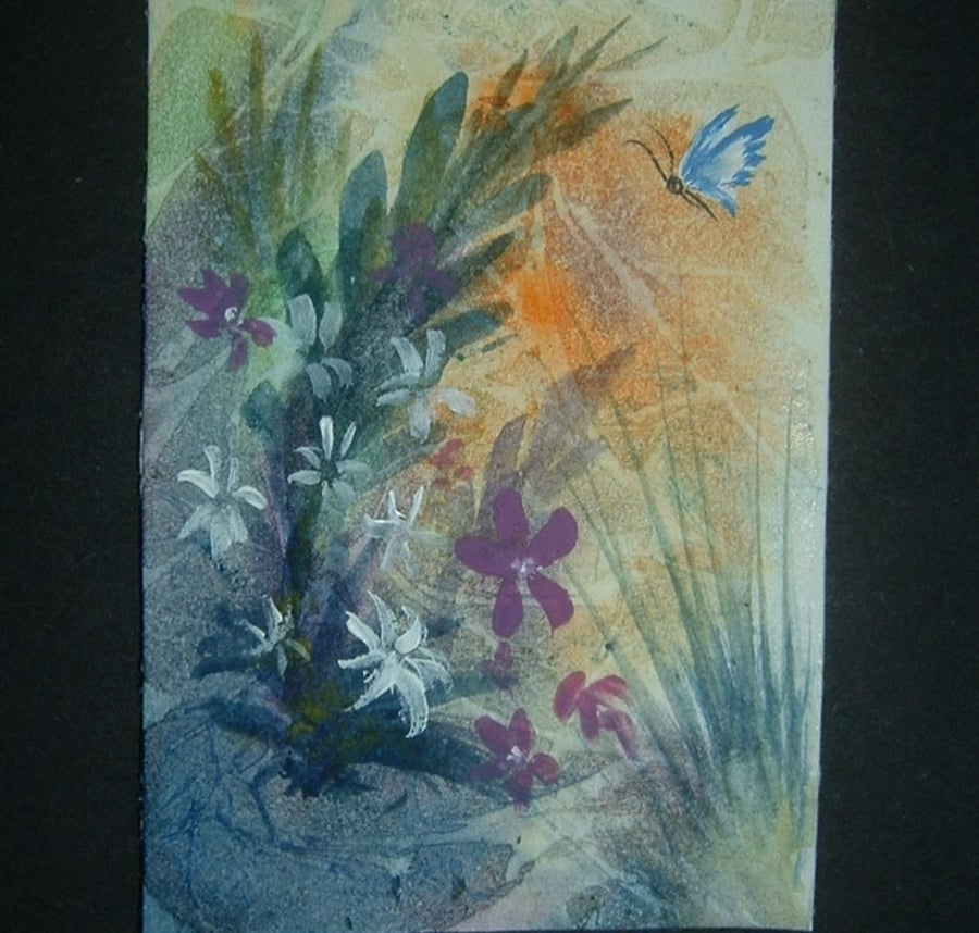 butterfly fantasy art painting aceo ref 326